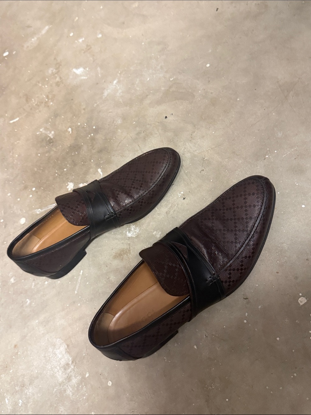 Gucci Brown Perforated Leather Slip-On Loafers with Black Strap - Picture 8 of 8